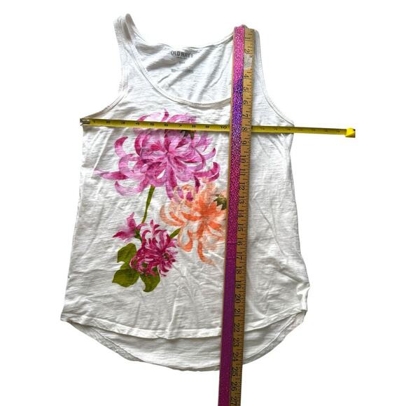 Old Navy White Floral Tank Top | Sleeveless Hi-Low Hem | Size Small S/P - Picture 3 of 5